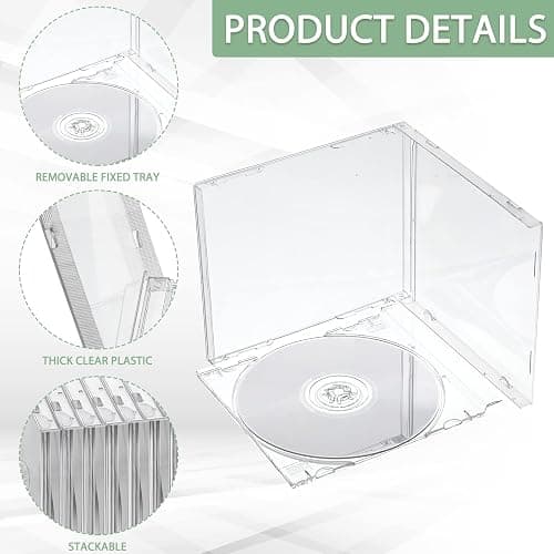 Kigley 25 Pcs 10.4 mm CD Jewel Cases Standard Single Clear CD Case DVD Cover Protection Replacement (Clear) thumbnail 3