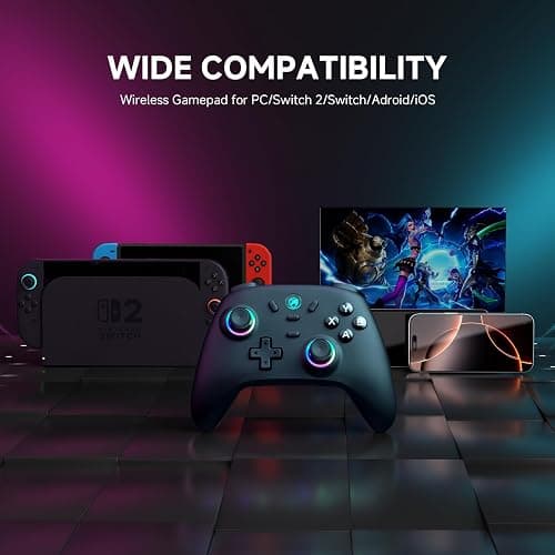ECHTPower Wireless PC Gaming Controller - Hall Effect Joystick, 2.4G & Wired 1000Hz Polling Rate, 800mAh Battery, Adjustable Turbo/Vibration - for PC/Switch/iOS/Android thumbnail 3