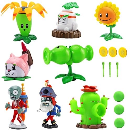 JHESAO 8 PCS Plants and Zombies Toys Action Figures Zombies PVZ Toys Set 1 2 Series Great Gifts for Kids and Fans,Birthday and Christmas Party - Image 1