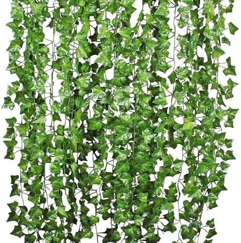 DearHouse 84 Feet 12 Strands Artificial Ivy Leaf Plants Vine Hanging Garland Fake Foliage Flowers Home Kitchen Garden Office Wedding Wall Decor, Green - Image 1