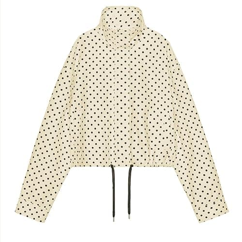Songling Women Polka Dot Jacket Casual Coat Zip Up 2025 Trendy Fall Outfits Lightweight Cropped Jacket with Pockets - Image 1