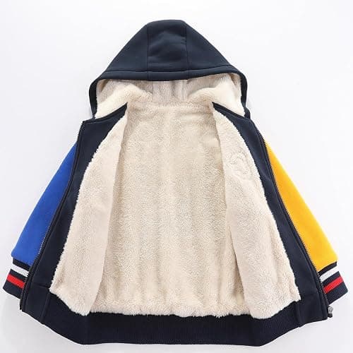 Bumeex Kids Boy's Girl's Sherpa Fleece Lined Jacket Spring Fall Winter Zip up Sweatshirt Hoodie 2-14Y(Toddler/Kid) thumbnail 4