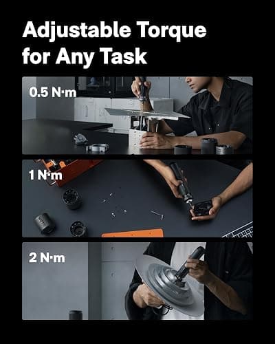 HOTO PixelDrive Electric Screwdriver, Smart Display, 6 Torque Settings, 0.5 to 6 N·m, 1/4'' Hex 30 Bits, LED Light, 2000 mAh Rechargeable Cordless Screwdriver Set for Electronics, Home Repair thumbnail 5