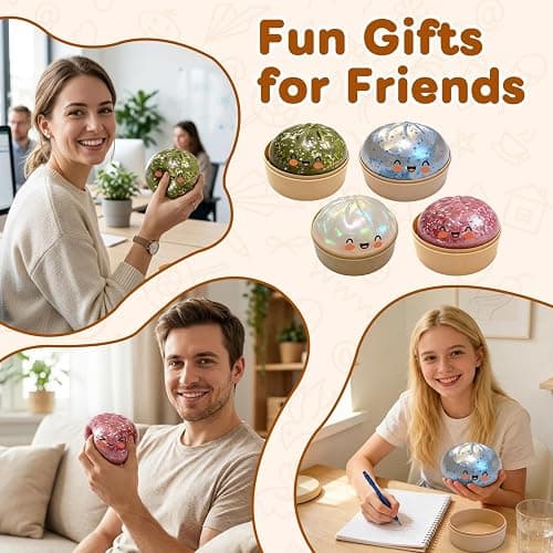 Glitter Dumpling Squishy,Dumpling Squishies,Glitter Dumpling Mystery Box,Colorful Dumpling Stress Balls Fidget,Jumbo Squishy Toy with Steamer Box,Soft Squeeze Decompression Dough (Glitter Green) thumbnail 3