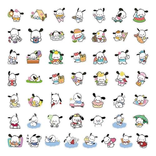 50Pcs Cartoon Cute Pochacco PET Transparent Stickers Pack Decal for Water Bottles Cup Laptop Phone Guitar Car Bike,Kid/Teen Gift JKT - B thumbnail 4
