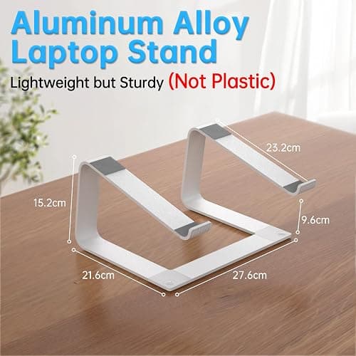 GleYo Laptop Stand for Desk Detachable Aluminum Computer Riser Portable Metal Notebook Printer Stand Holder Compatible with MacBook Air, Pro, Dell, HP, Lenovo and All 10-16" Laptops, Silver thumbnail 2