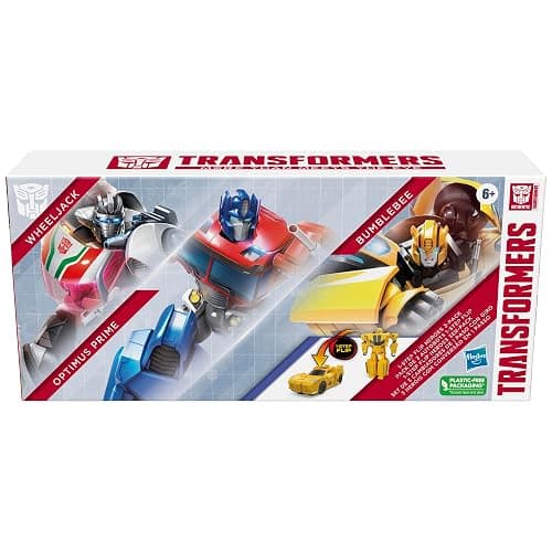 Transformers 1-Step Flip Heroes 3-Pack, 4-Inch Wheeljack, Bumblebee, and Optimus Prime Action Figures, Kids Easter Toys or Basket Stuffers, Age 6+ thumbnail 7