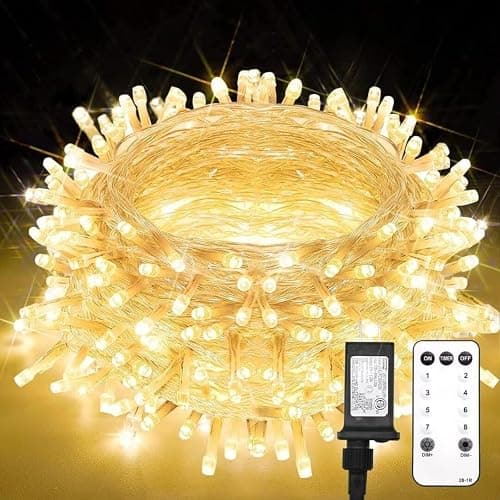 suddus Christmas Lights Outdoor, 66 ft 200 LED Plug in Warm White Fairy String Lights with Remote, Twinkle Lights for Bedroom, Indoor, Tree, Dorm, Wedding, Outside, Backyard Decorations - Image 1