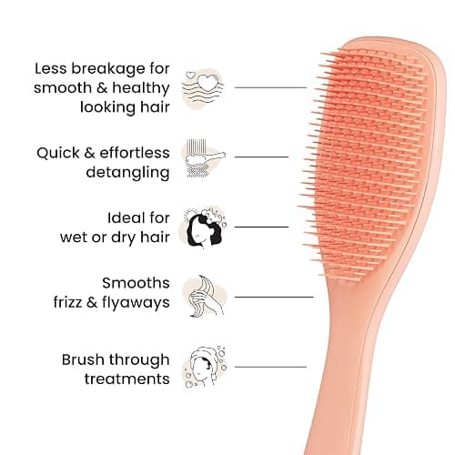 Tangle Teezer Ultimate Detangler Brush for Wet & Dry Hair, Eliminates Knots & Reduces Breakage for Straight to Wavy Hair Types, Amazon Exclusive Apricot thumbnail 4