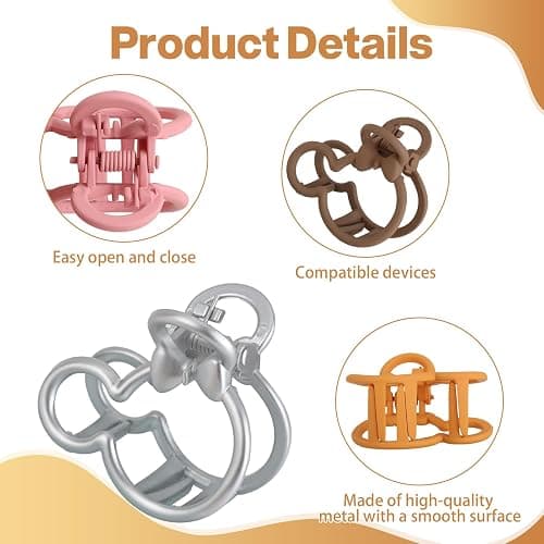 8 PCS Mouse Lady Thick Hair Barrette Clurly Vintage ABS Resin Colorful Hair Claw Clips Hair Jaw Clips Non-Slip Hair Catch Jaw Clamp Styling Accessories for Women Girl for Party Celebration (8 Colors) thumbnail 3