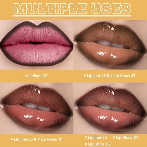 HOSAILY 2 Colors Nourishing Lip Gloss Hydration Non-Sticky Plumping Lip Kit for Women, Natural Nude Tinted Lip Glow Oil Moisturizing Lightweight Long Wear Shiny Liquid Lipstick with Lip Liner Combo thumbnail 5