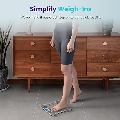 Etekcity Digital Body Weight Bathroom Scale, Large Blue LCD Backlight Display, High Precision Measurements,6mm Tempered Glass, 400 Pounds - Blinding Silver - 11.9 x 11.9 x 0.95 inches thumbnail 6