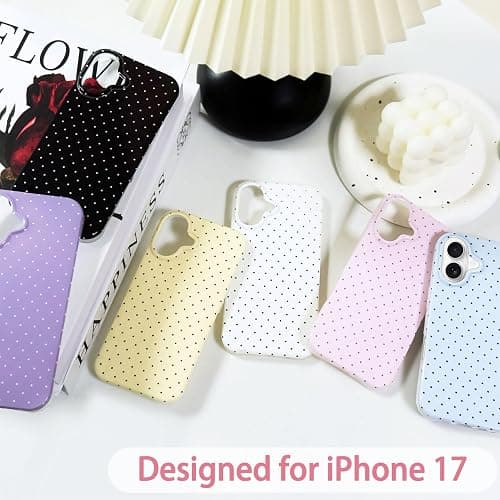 Hython for iPhone 17 Case Cute Polka Dot Aesthetic Design Simple Cover 6.3", Thin Slim Anti-Scratch Soft TPU Bumper Shockproof Rubber Protective Phone Cases for Women Girls Girly Boys, White thumbnail 5