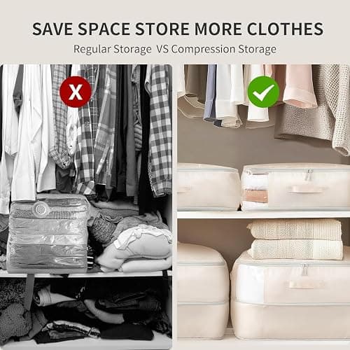 DIMJ Comforter Storage Bag 4 Pack - Blanket Storage Organizer Compression Bags, Large Capacity Ultra Space Saving Self Compression Organize for Bedding, Pillow, Duvet, Sheet Storage with Zipper Window thumbnail 9