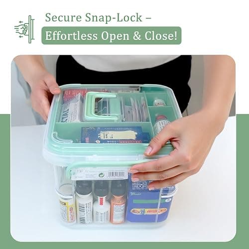 ANYPROLUS 15QT Clear Medicine Organizer Box with Handle, Plastic Medicine Container with Tray First Aid Box Empty, Thickened Medicine Storage Organizer Multipurpose Medication Organizer Storage thumbnail 7