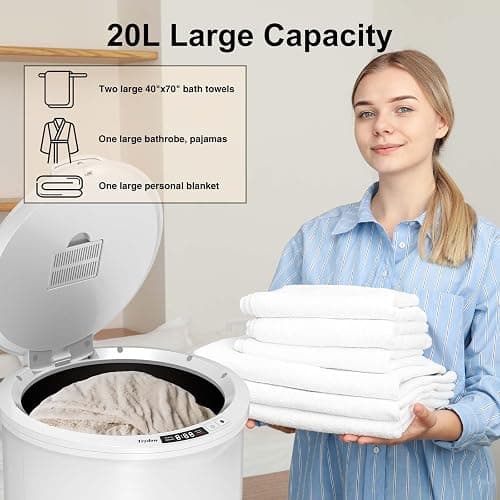Trydow Ultra Large Capacity Towel Warmer Bucket, Rapid Heating with Timer, One-Button Digital Display Control, Safety Lock, Gifts for Him & Her, Auto Shut-Off, Fits 2 Large, Blankets, Bathrobes, PJ's thumbnail 5