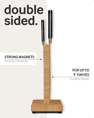 LARHN Magnetic Knife Block for up to 23cm (9″) Knives - Powerful Double-Sided Wooden Magnetic Knife Holder for Easy-Access Kitchen Knife Storage - Supplied Without Knives thumbnail 4