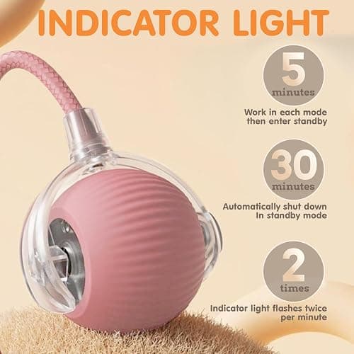 Rocfish Durable Interactive Cat Toys for Indoor Cats, Smart Automatic Cat Chase Ball Toy, Upgraded Speedy Tail Kitten Toy for Bored Indoor Adult Pets (Pink) thumbnail 2