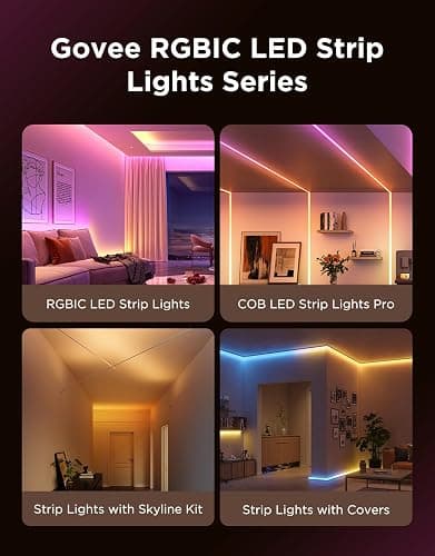 Govee Strip Light with Skyline Kit, 13.1ft Smart LED Strip Lights Work with Alexa, Google Assistant and Matter, RGBWWIC Color Changing Light Strip, LED Lights for Bedroom, Party, Home Decor thumbnail 9