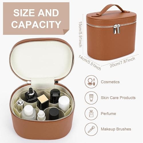 YFGBCX Makeup Bag Vanity Case with Removable Divider Travel Toiletry Bag Portable Cosmetic Bag Makeup Organizer Case thumbnail 3