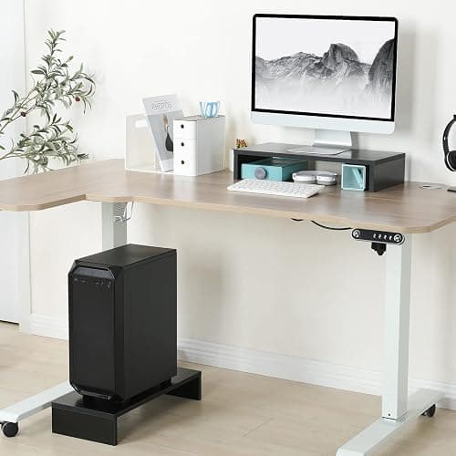TEAMIX 20 Inch Monitor Stand Riser, Black Desktop Stand for PC/TV/Laptop/Printer, Wood Monitor Riser with Storage, Computer Stand Keyboard Organizer thumbnail 5