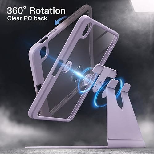 JETech Rotating Case Cover for iPad mini A17 Pro/6th Gen, Purple | For 8.3" 2024/2021 Model, 360° Rotation Stand, Clear Back Design, Auto Wake/Sleep, Pencil Holder, Full Protection thumbnail 3