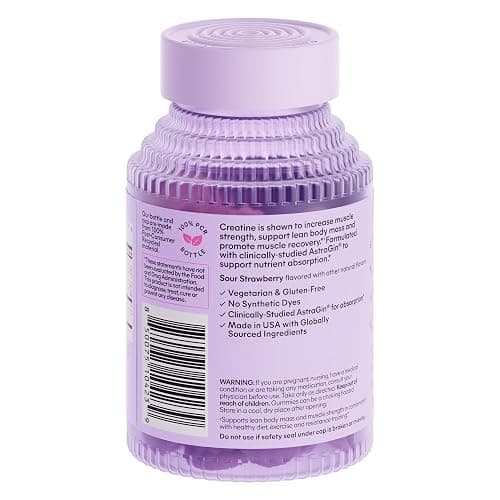 Lemme Creatine Monohydrate Gummies for Women and Men, 5g Dose to Support Lean Muscle, Strength, Recovery, Cognitive Health, w/Ginseng for Absorption, Sour Strawberry, NSF Certified, 60 Gummies thumbnail 9