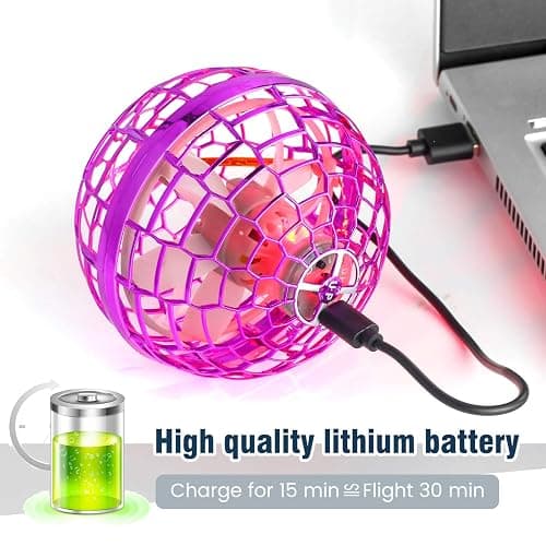 MERRYHOME 2025 Flying Orb Ball Toy: Boomerang Hover Ball Flying Toys, Magic RGB Lights Controller Mini Drone, Floating Ball Toy Fly Spinners Cool Stuff for Kids Adults Birthday Gift (Pink) thumbnail 7