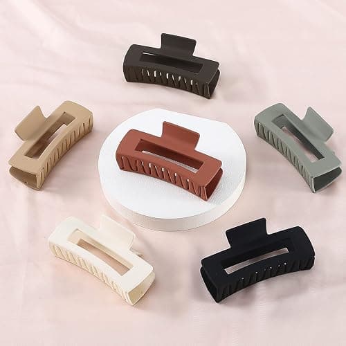 Sisiaipu 4 Inch Big Hair Claw Clips 6 Pcs Large Claw for Thick Hair Square Hair Clips for Women Rectangle Hair Clips Nonslip Acrylic Banana Jaw Clips Hair Accessories for Girls (Brown) thumbnail 6