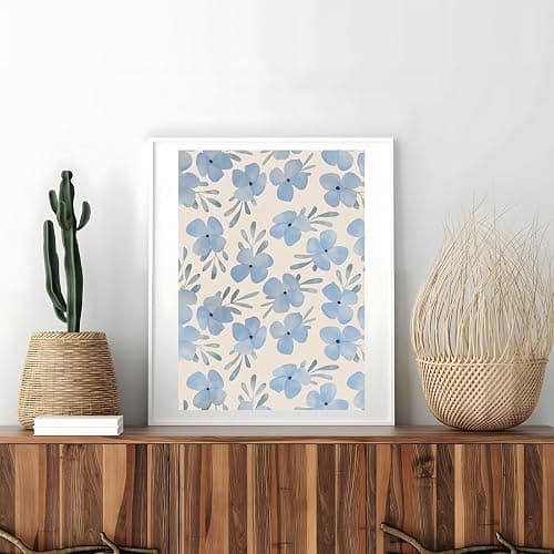 Blue and Pink Preppy Poster Set of 6, Cute Coquette Bow Boots Wall Decor Aesthetic Coastal Canvas Prints Wall Art, Trendy Girls Dorm Decor Cute Pink Bows Wall Decor, for Bedroom Living Room Dorm Home Decor 8x10 Unframed thumbnail 8
