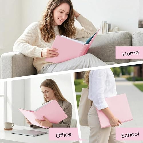 SKYDUE 1 Inch 3 Ring Binder with 8 Tab Dividers & 24 Labels, Pastel Binder Organizer for Letter Size Paper, Aesthetic School Binder for Notes, Documents, Office & Home Organization, Pink thumbnail 7