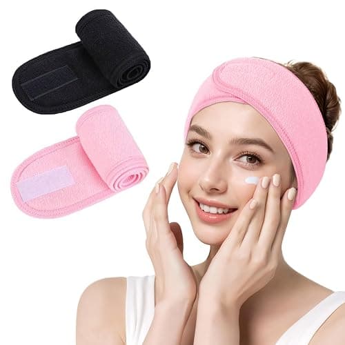 LADES Spa Facial Headband for Women – Soft Terry Cloth with Adjustable Hook and Loop, Comfortable & Secure Fit for Skincare, Makeup, Face Washing - Image 1
