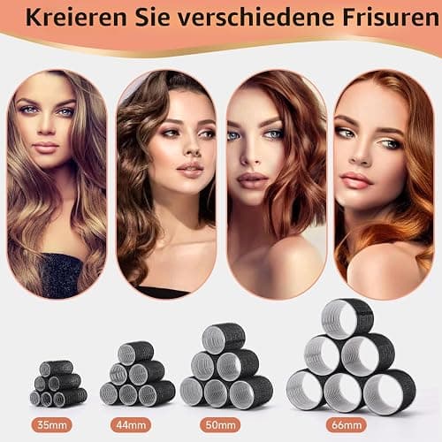 Lockenwickler locken Set, 50 Stück/Packung, Lockenwickel Klett-Rollen für das Haar, umweltfreundliches Nylon-Material, 4 Größen für verschiedene Locken, perfekt für Styling und Volumen 60 45 36 25 mm thumbnail 4