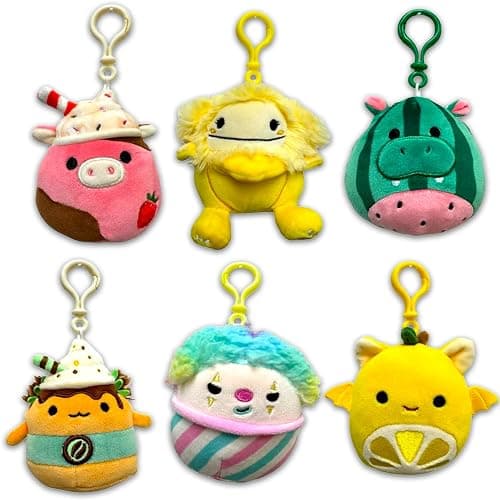 Squishmallows Keychain Set - 6 Pc Bundle with 3.5" Keychain Snack Squad Plushies | Squishmallows Bag Clip for Backpack, Purse thumbnail 2