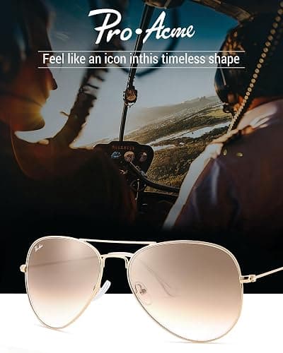 Pro Acme Classic Aviator Sunglasses for Women & Men Metal Frame UV400 Driver Sunglasses thumbnail 4