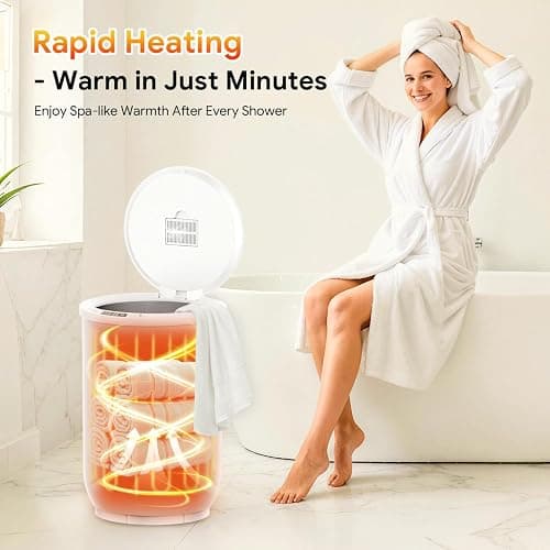 POWSAF Towel Warmer, Luxury Towel Warmers for Bathroom, Large Blanket Heater Bucket, Aroma Tray for SPA, Auto Timer and Protection Feature, Fits Oversized Towels, Blankets, Bathrobes, PJs, and More thumbnail 5