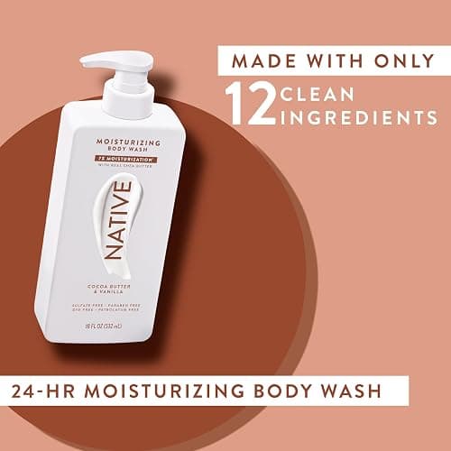 Native Moisturizing Body Wash Contains Naturally Derived Ingredients | for Women & Men, Sulfate, Paraben, & Dye Free Leaving Skin Soft & Hydrated | Cocoa Butter & Vanilla 18 oz thumbnail 7
