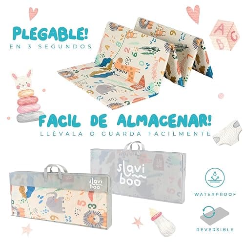 SLAVIBOO Alfombra Bebe Acolchada Plegable, 180x200x1 Reversible, Alfombra de Juegos Bebe, Alfombra Infantil, tapete Actividades Bebe, colchoneta Bebe Suelo, Suelo Bebes Acolchado,Alfombra Juegos Bebe thumbnail 6