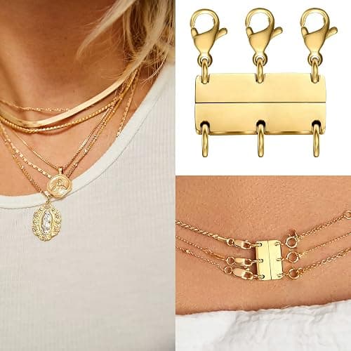 Layering Necklace Clasp 18 K Gold and Silver Separator for Stackable Necklaces thumbnail 6