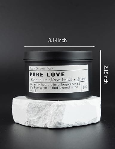 Rose quartz “pure love” crystal candle thumbnail 6