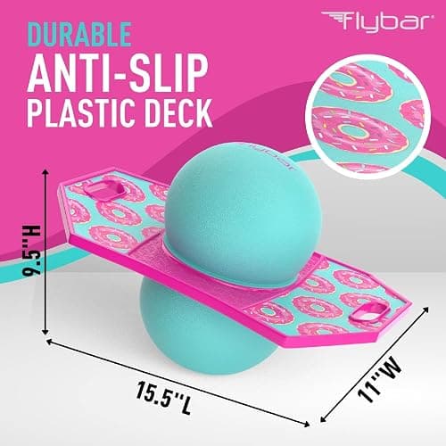 Flybar Pogo Trick Ball for Kids – Balance Bounce Board with Anti-Slip Deck – Pump Included - Indoor & Outdoor Toys for Boys and Girls Fun Way to Reduce Screen Time Supports up to 160 lbs – Ages 6+ thumbnail 5