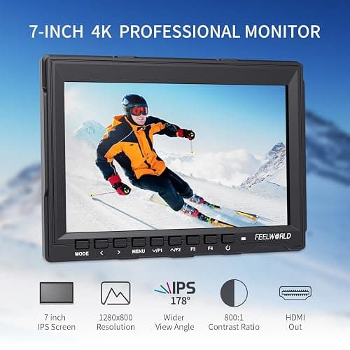 FEELWORLD FW759 7 Inch DSLR Camera Field Monitor HD Video Assist Slim IPS 1280x800 4K HDMI 1080p with Sunshade thumbnail 2