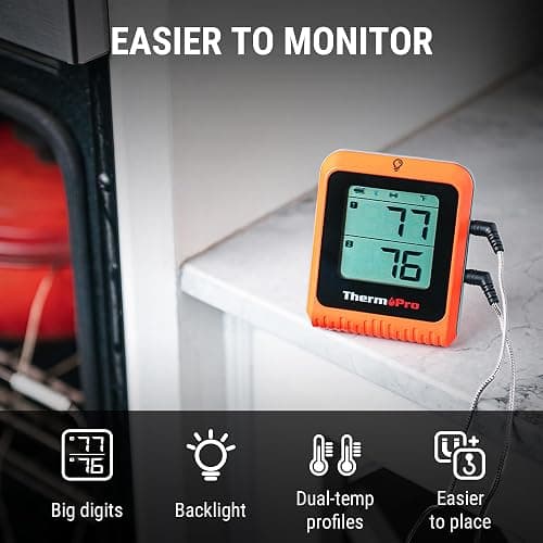 ThermoPro 650 ft Wireless Meat Thermometer Digital for Grilling and Smoking, 2 Probes Bluetooth Meat Thermometer for Cooking Turkey Fish Beef, Rechargeable Smoker Accessories for BBQ Oven thumbnail 5