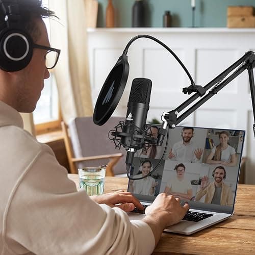 USB Microphone, MAONO 192KHZ/24Bit Plug & Play PC Computer Podcast Condenser Cardioid Metal Mic Kit with Professional Sound Chipset for Recording, Gaming, Singing, YouTube (AU-A04) thumbnail 8