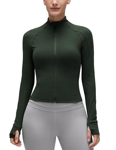 CRZ YOGA Butterluxe Waist Length Jackets for Women - Full Zip Athletic Track Tops with Thumb Holes Pockets - Image 1