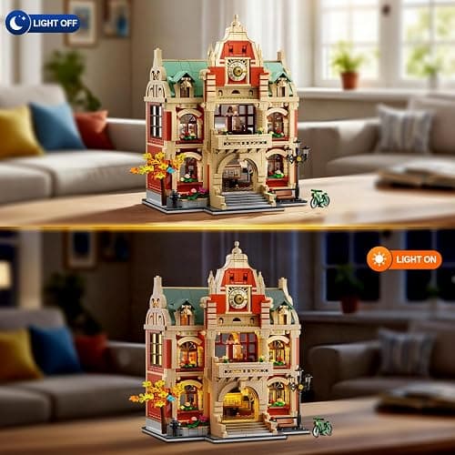 INSOON University Club House Building Set with Light,1629PCS City Campus Architecture Model with Painting Drama Baking Music Club, Home Decor Construction Building Block Gift for Adults Boys Girls 12+ thumbnail 6