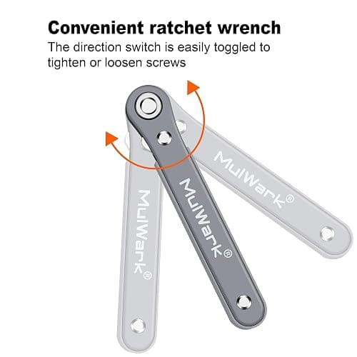 MULWARK 11pc Right Angle Screwdriver 1/4 Mini Ratchet Wrench Close Quarters Pocket Screwdriver Set with High Torque & Low Profile- EDC Tool with 90 Degree Mini Offset Reversible Drive Handle thumbnail 5