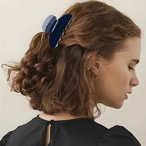 MAORULU Medium Cute Acetate Hair Claw Clips for Women Girls, 3 Inch Navy Claw Clips for Thin & Medium Thick Hair, Durable French Banana Clip with Gift Box (Navy Blue) thumbnail 8