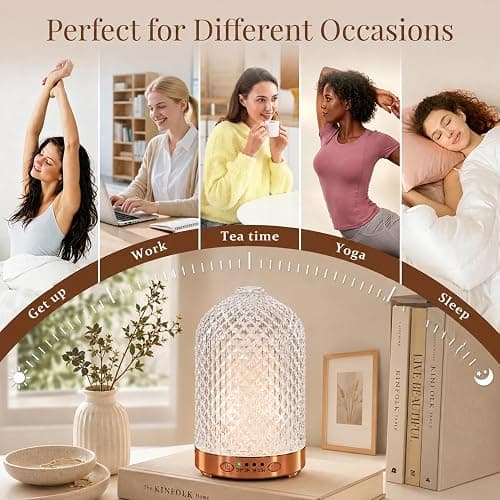 Antrovelle Essential Oil Diffuser for Home, Glass 120 ml | 7 Color Lights, Quiet Aromatherapy Diffuser, Auto Shut-Off & Timer for Bedroom Office, Gifts for Women - Dimond Glass thumbnail 7