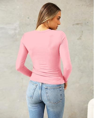 Abardsion Women's Long Sleeve Shirts Spring 2025 Casual Basic Going Out Crop Tops Slim Fit Tight Y2K Clothes thumbnail 4
